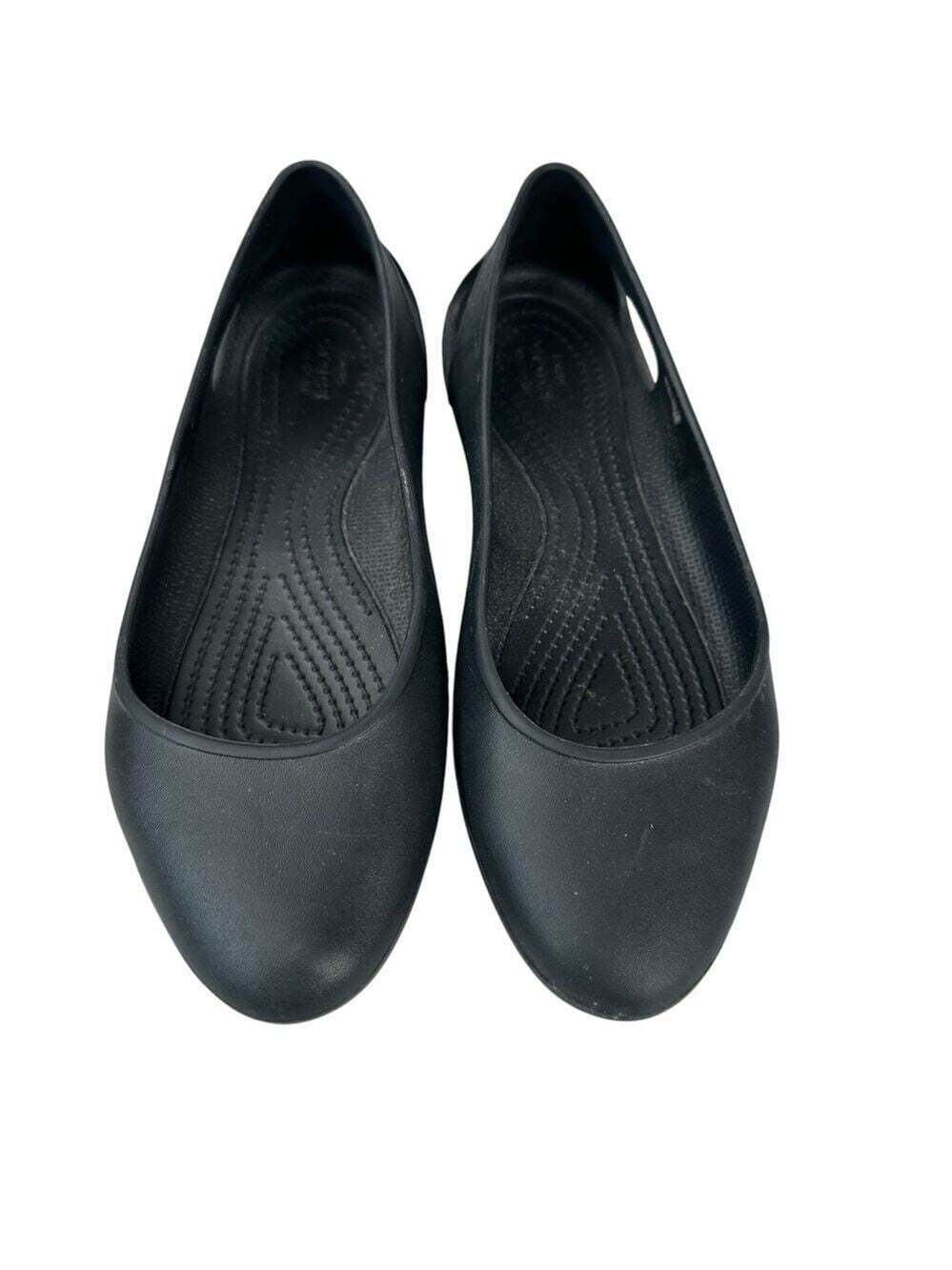 Crocs Laura Black Ballerina Flats Slip On Comfort Lightweight Casual Travel Shoe